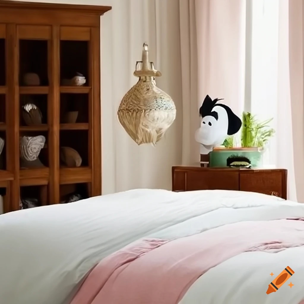 Bedroom with pottery barn and disney decor in hawaii style on Craiyon