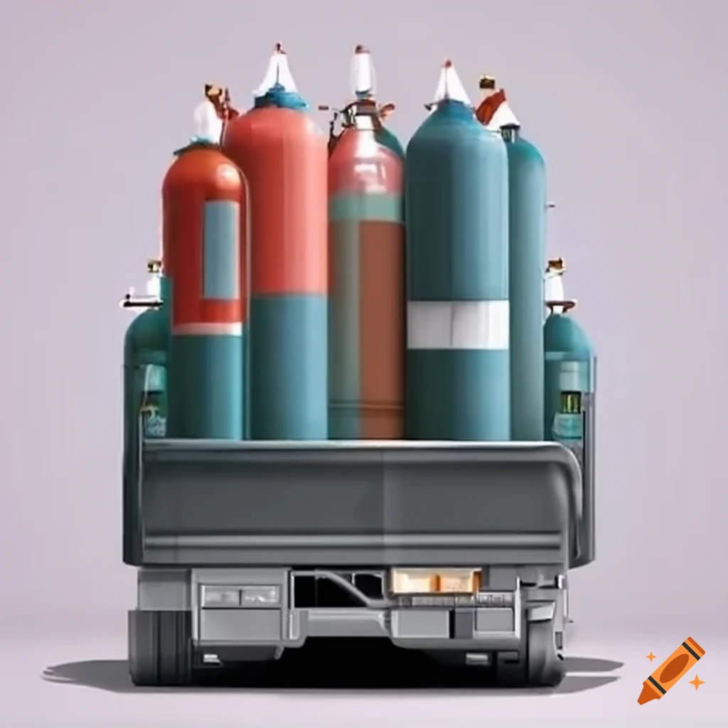 Truck transporting oxygen tanks on Craiyon