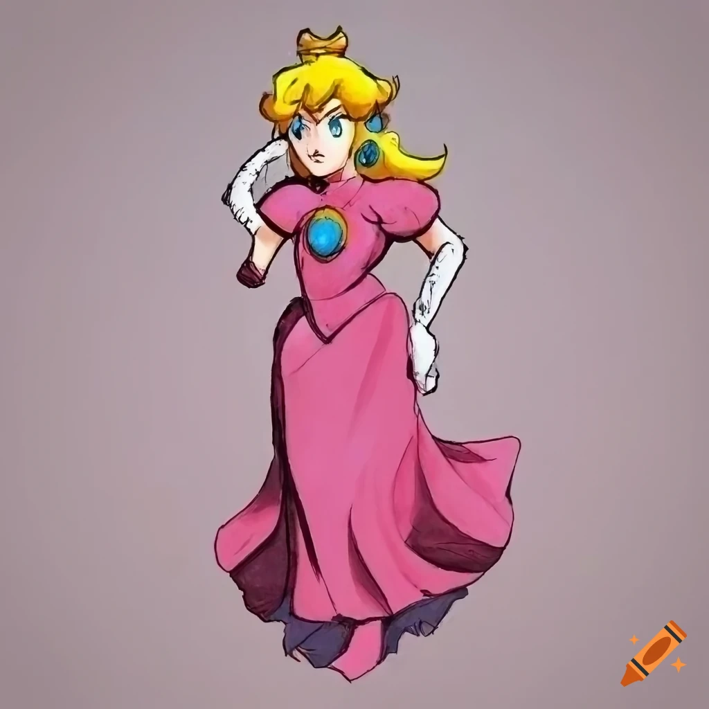 Fulllength portrait of princess peach in jojo's bizarre adventure