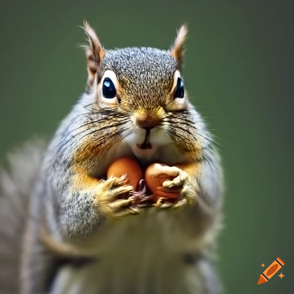 Determined squirrel cracking open a nut on Craiyon