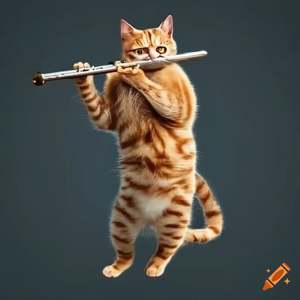Cat dancing and playing the flute on Craiyon