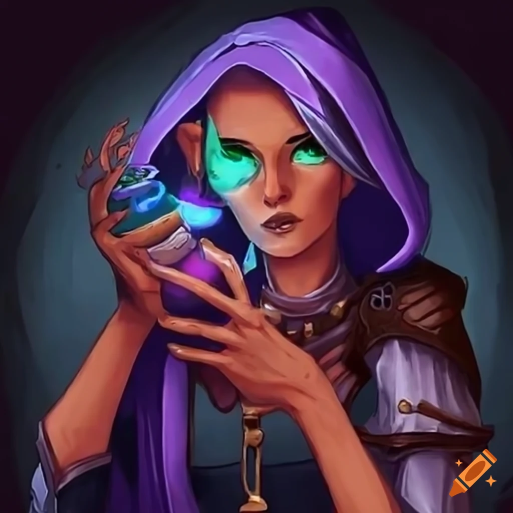 Mage looking at a potion with enthusiasm