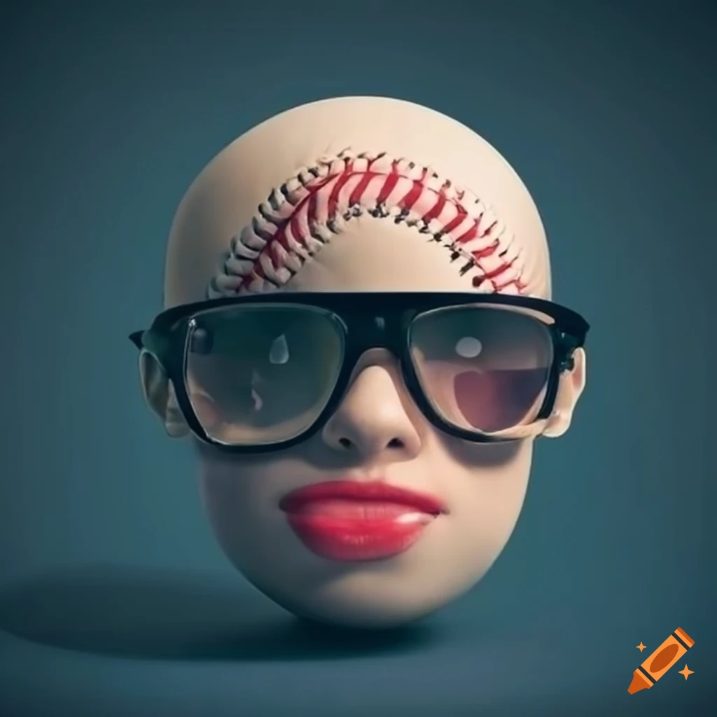 Baseball with glasses on Craiyon
