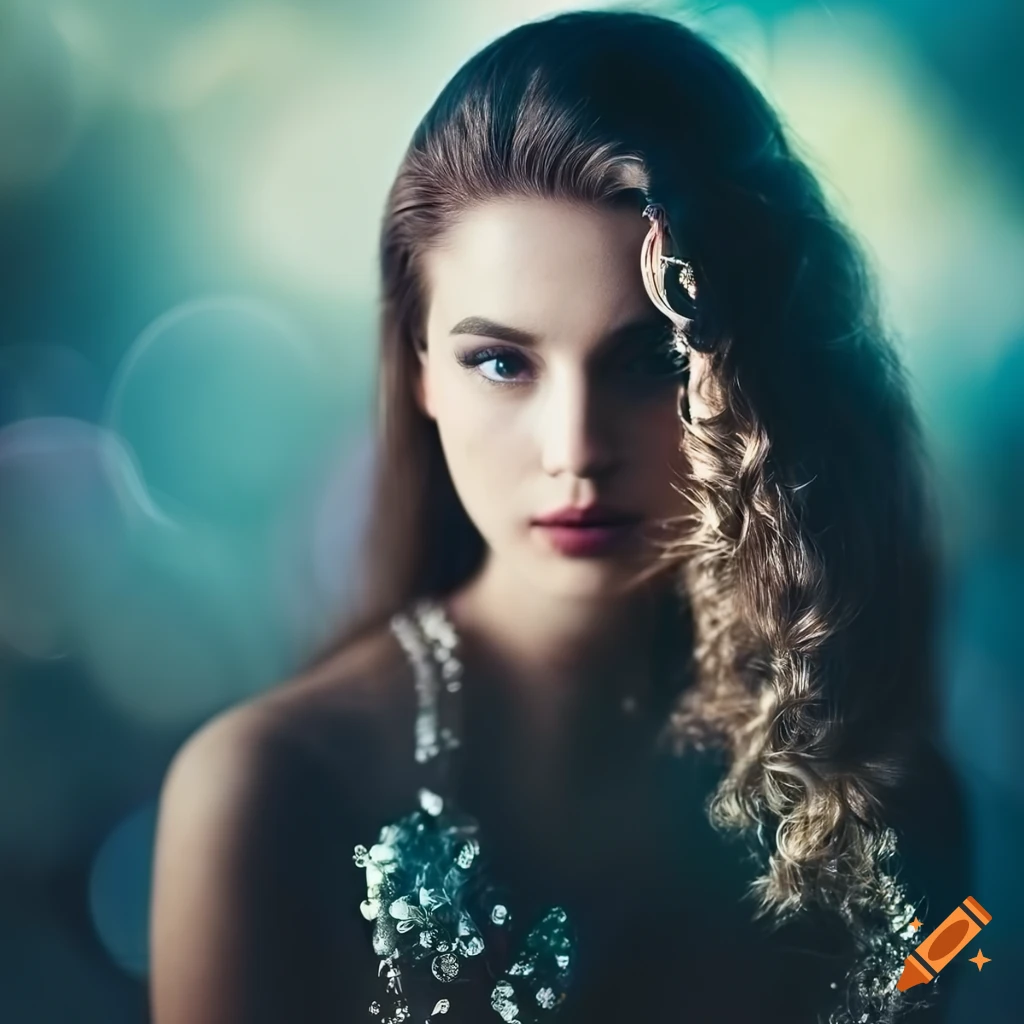 Portrait with intense gaze and extravagant fashion style