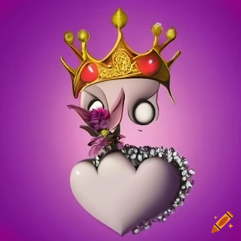 Tim Burton-style flower with heart and crown