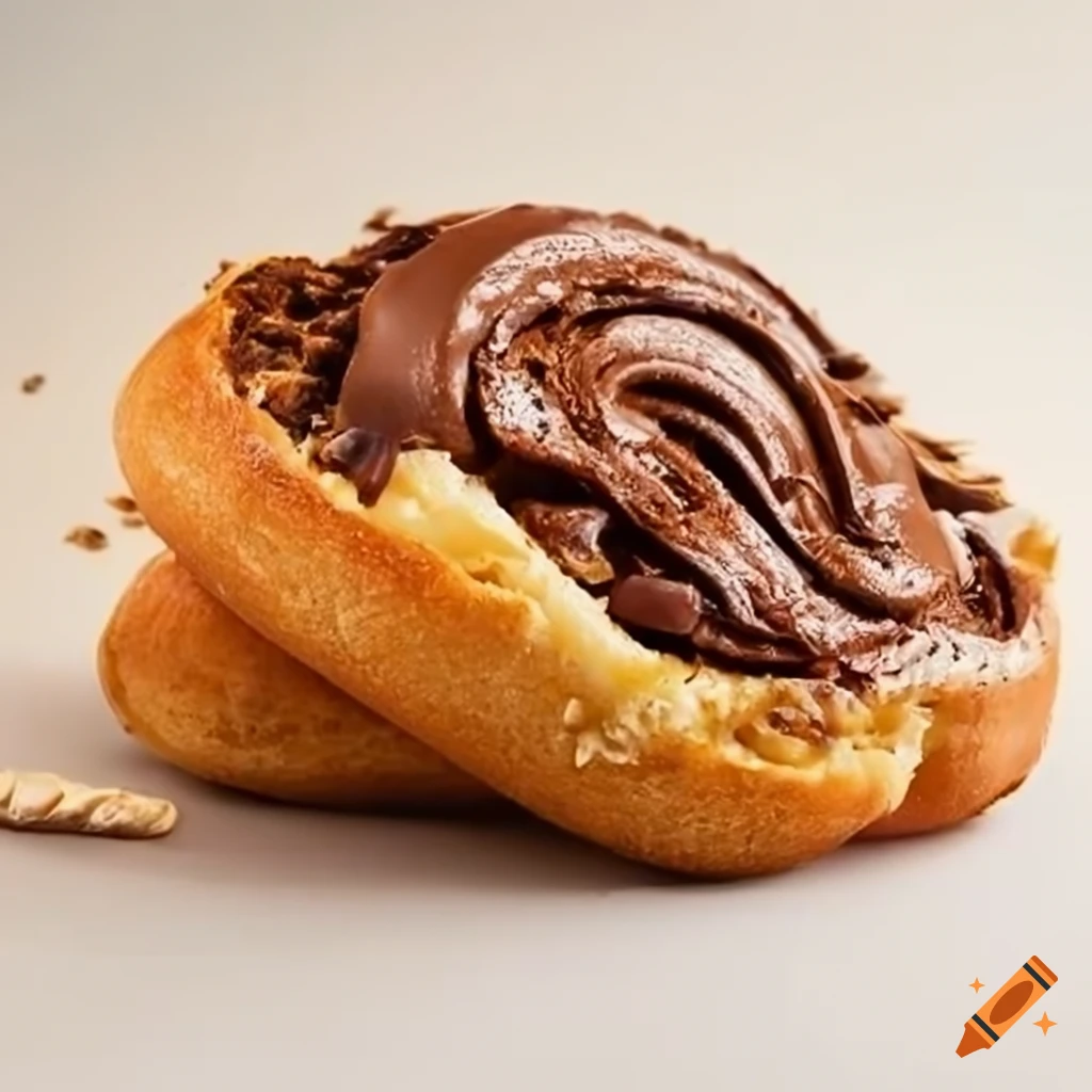 Wheat bun with butter, Nutella, and chocolate Cornflakes