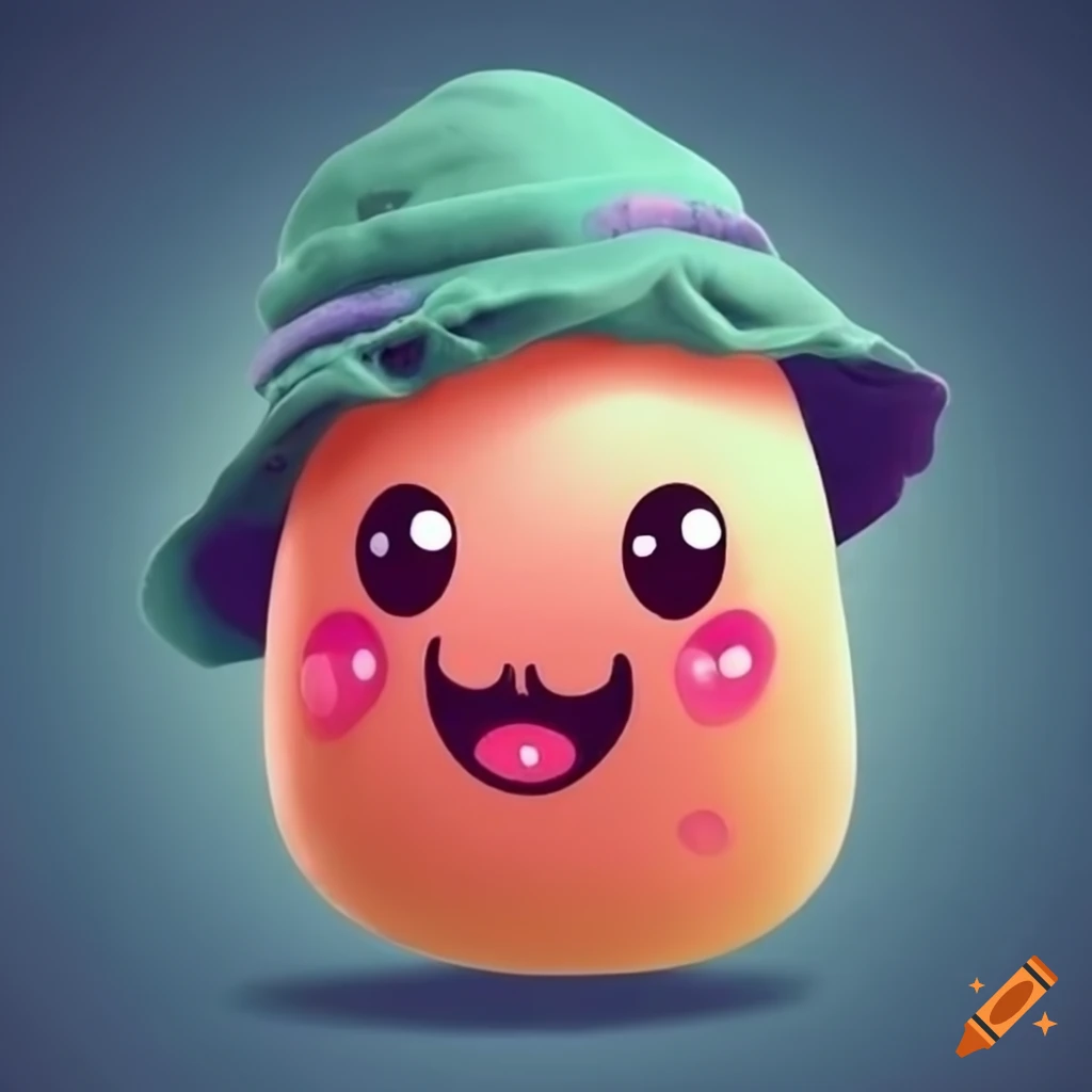 Adorable jelly bean wearing a hat on Craiyon