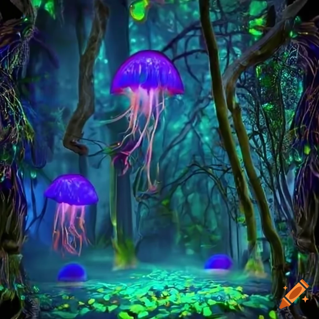 Vibrant fairy goddess forests and neon rainforests with animated plant ...