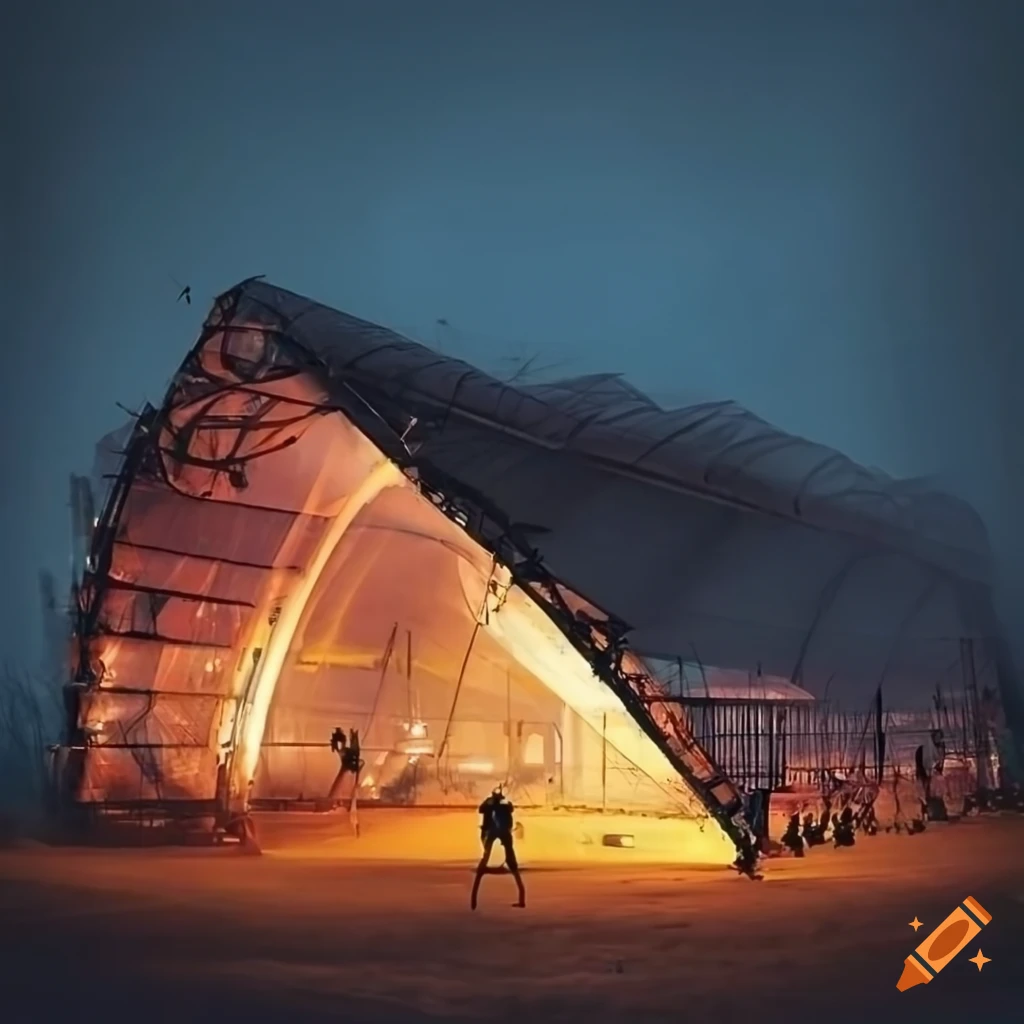 Translucent textile roof in a modern building with multiple balconies