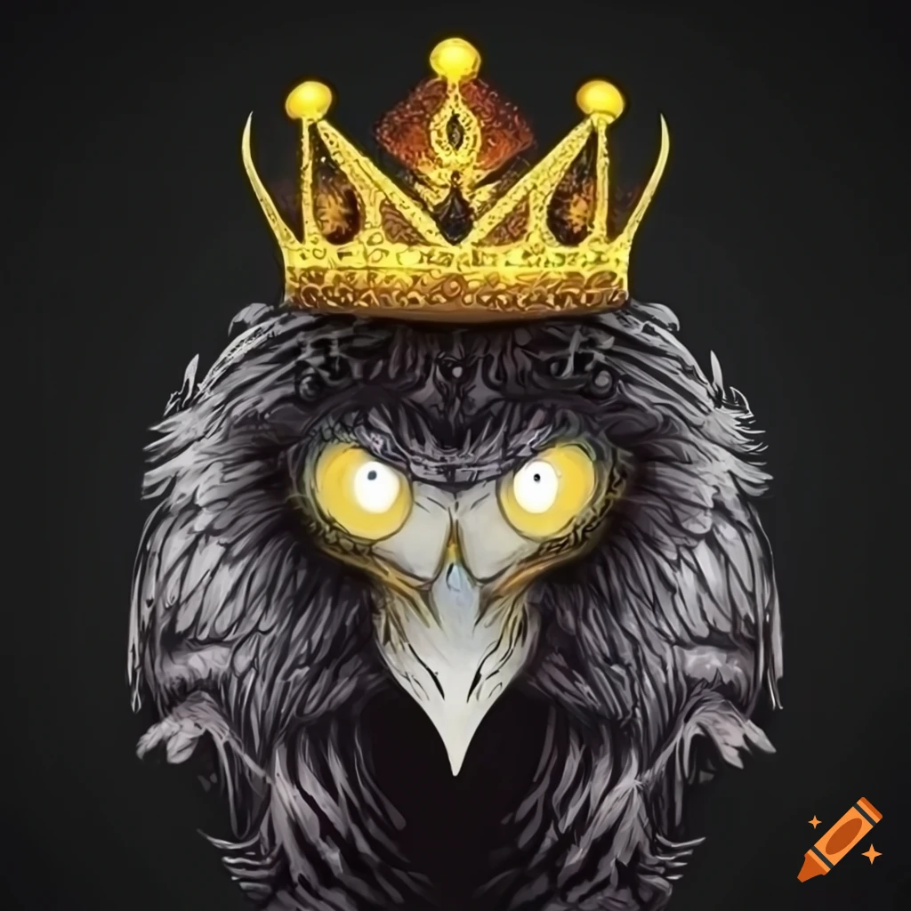 Eagle with crown in Tim Burton style