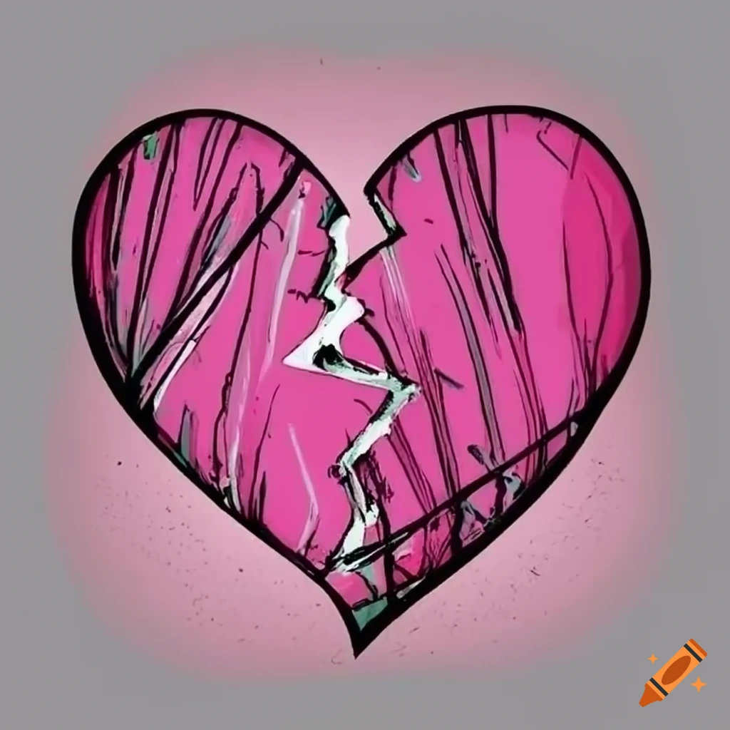 Broken pink heart