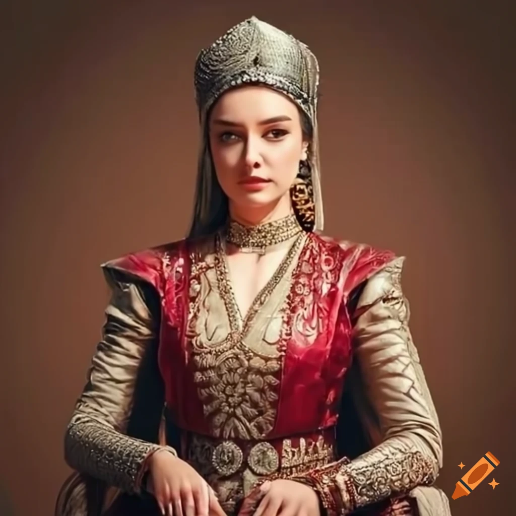 Young woman in traditional turkish dress from tv show kurulus osman on ...