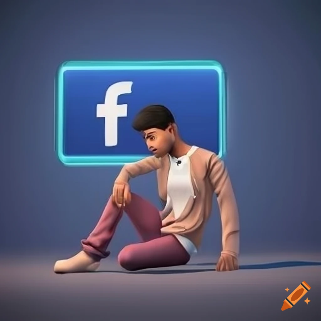 Illustration of MD Nazimur Rahman sitting next to the Facebook logo in a modern casual setting