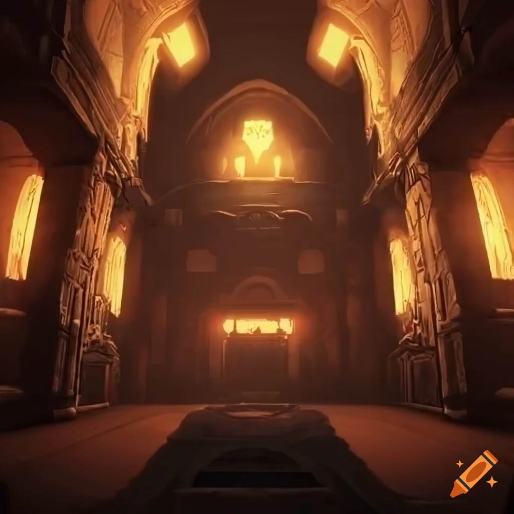 Cinematic ambient in a gladiator's room with an epic wall, shaded by sunlight