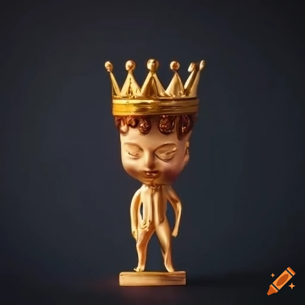 Tiny statue man with a golden crown and flowing mist on Craiyon