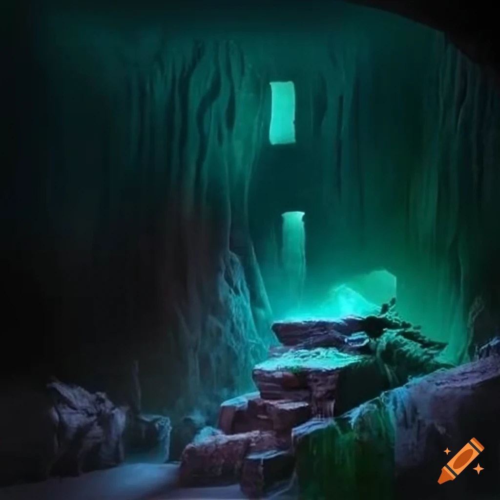 Cave made of cubes on Craiyon