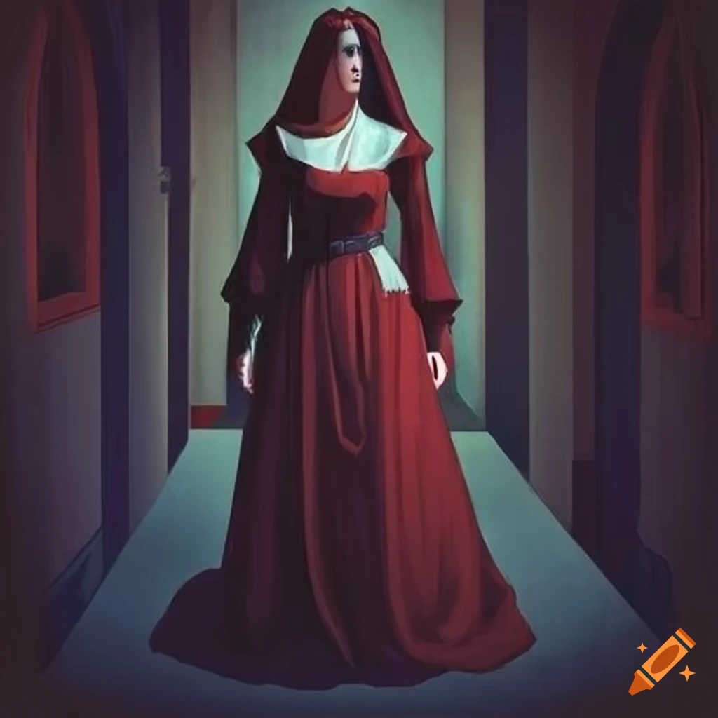 Mysterious Woman In A Medieval Gown Walking With A Lantern In A Narrow