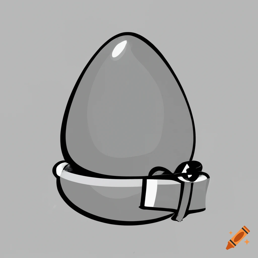 Cartoon egg wrapped in gift tape in grayscale