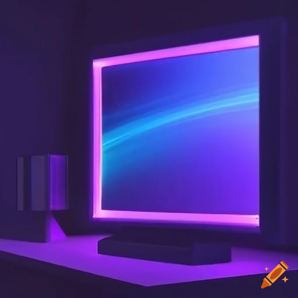 Blue and purple TV screen in a dark room