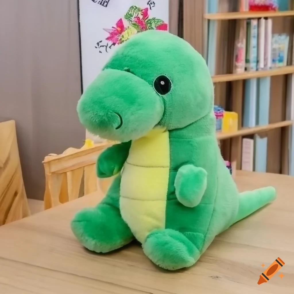 Kawaii green dinosaur plush wearing a kimono