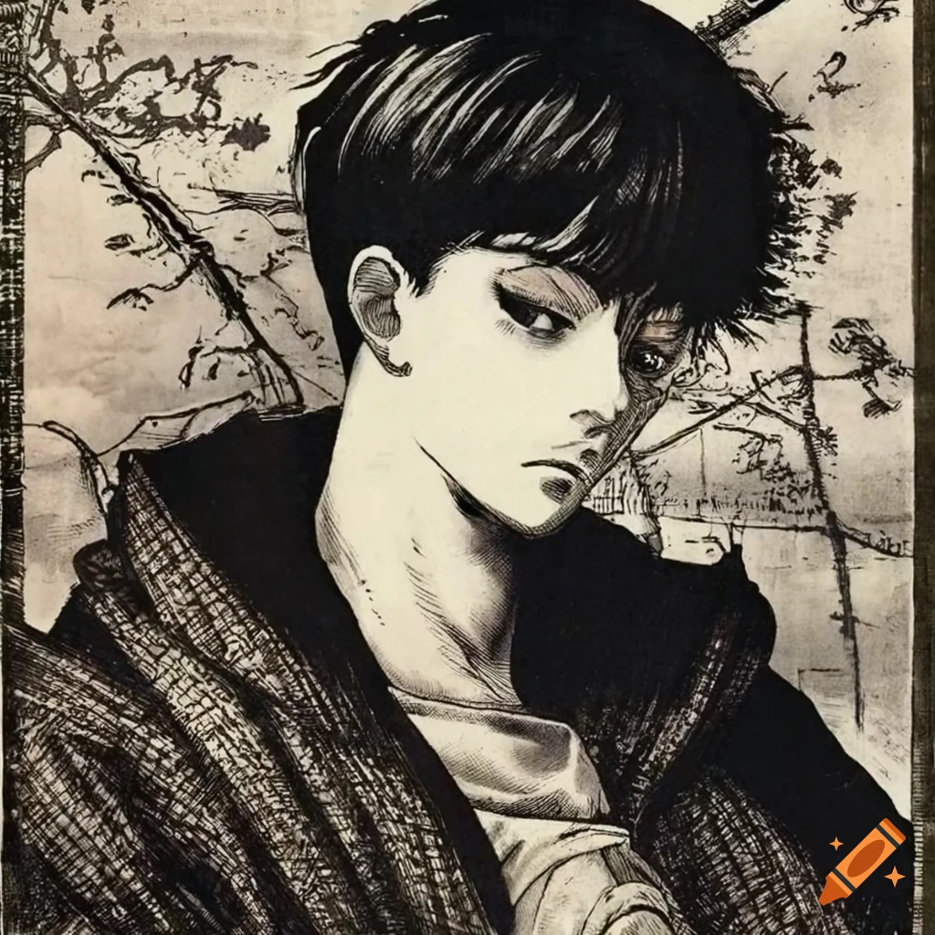 Vintage black and white manga style magazine on Craiyon