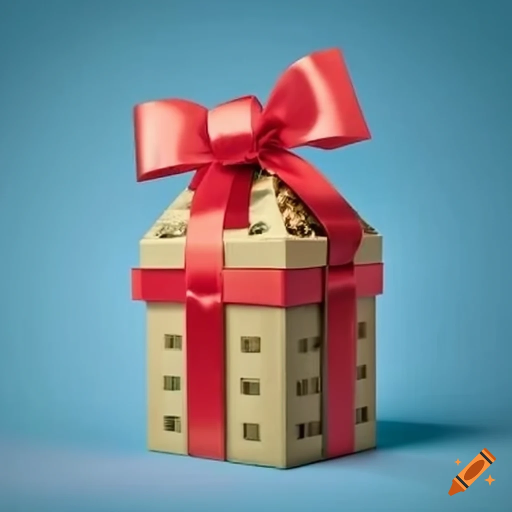 Small gift box with a bow and ribbon on Craiyon