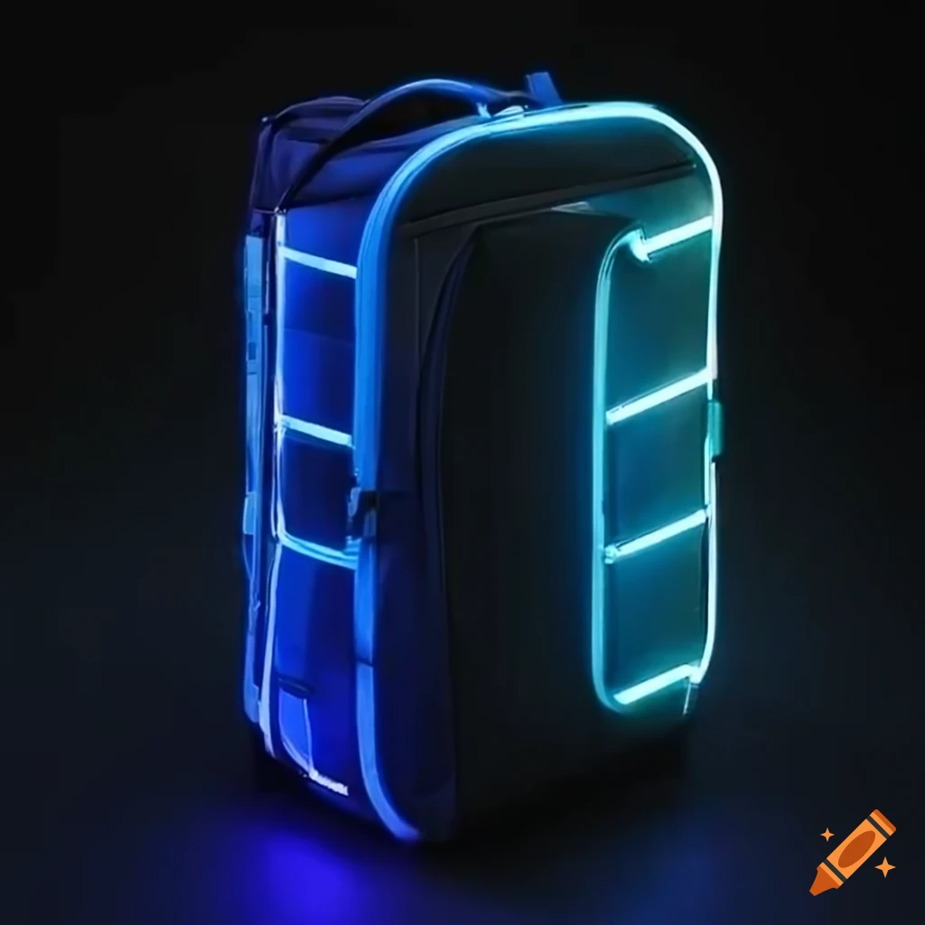 Sleek futuristic backpack with neon lights on Craiyon