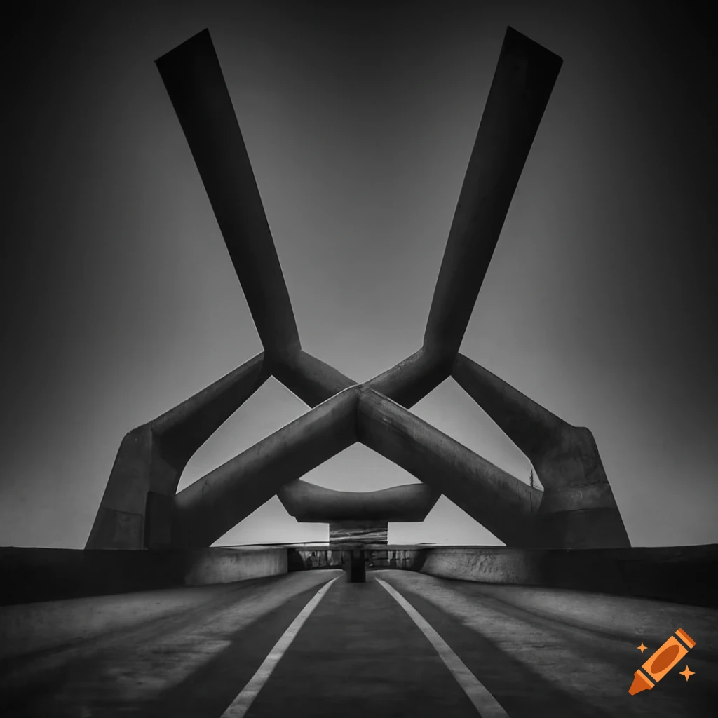 Dystopian brutalist concrete monument
