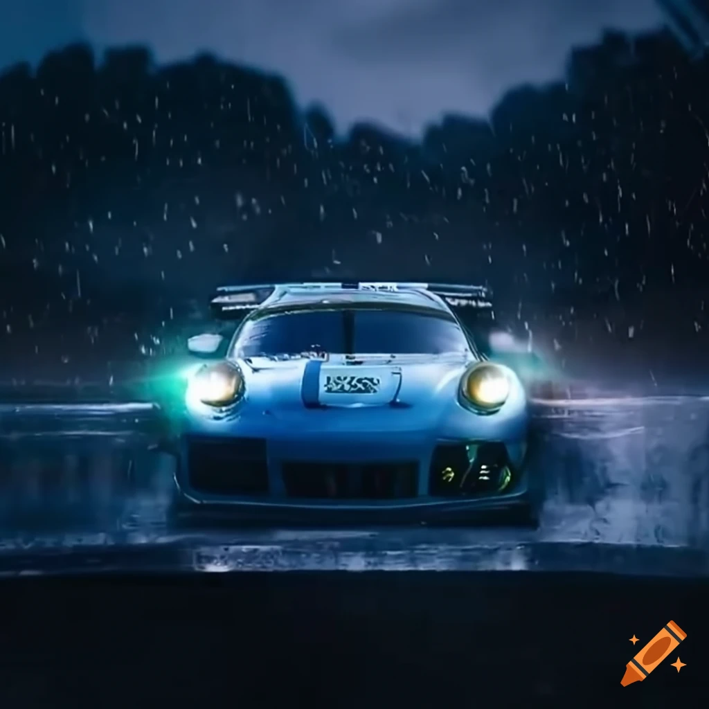 Realistic porsche race car in dramatic lighting on Craiyon
