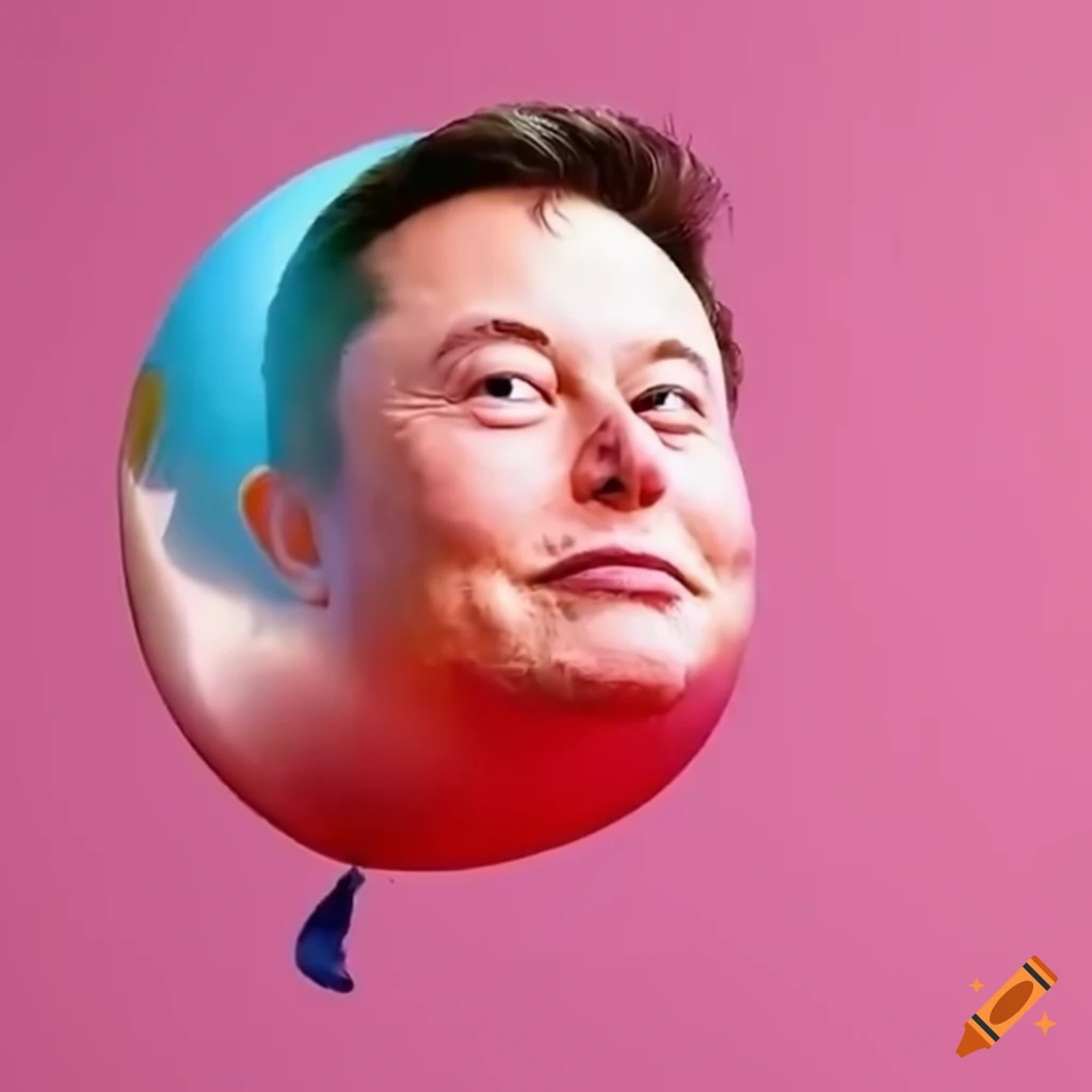 Elon Musk inflatable balloon floating above a child