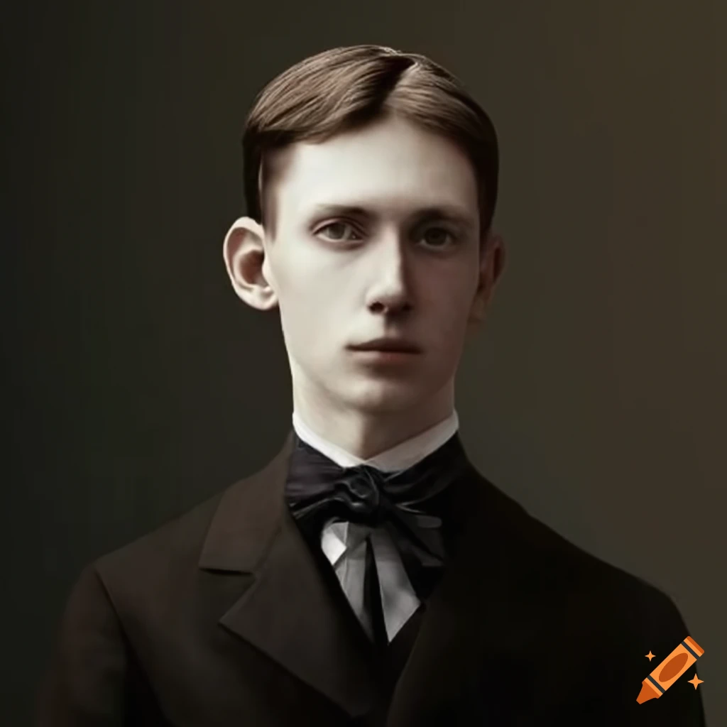 Vintage portrait of a young man with high collar and tie from 1899 on ...