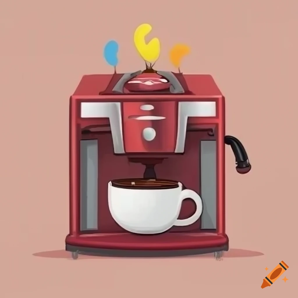 Macchinetta del caffe a grani in modalità cartoon su sfondo bianco on  Craiyon