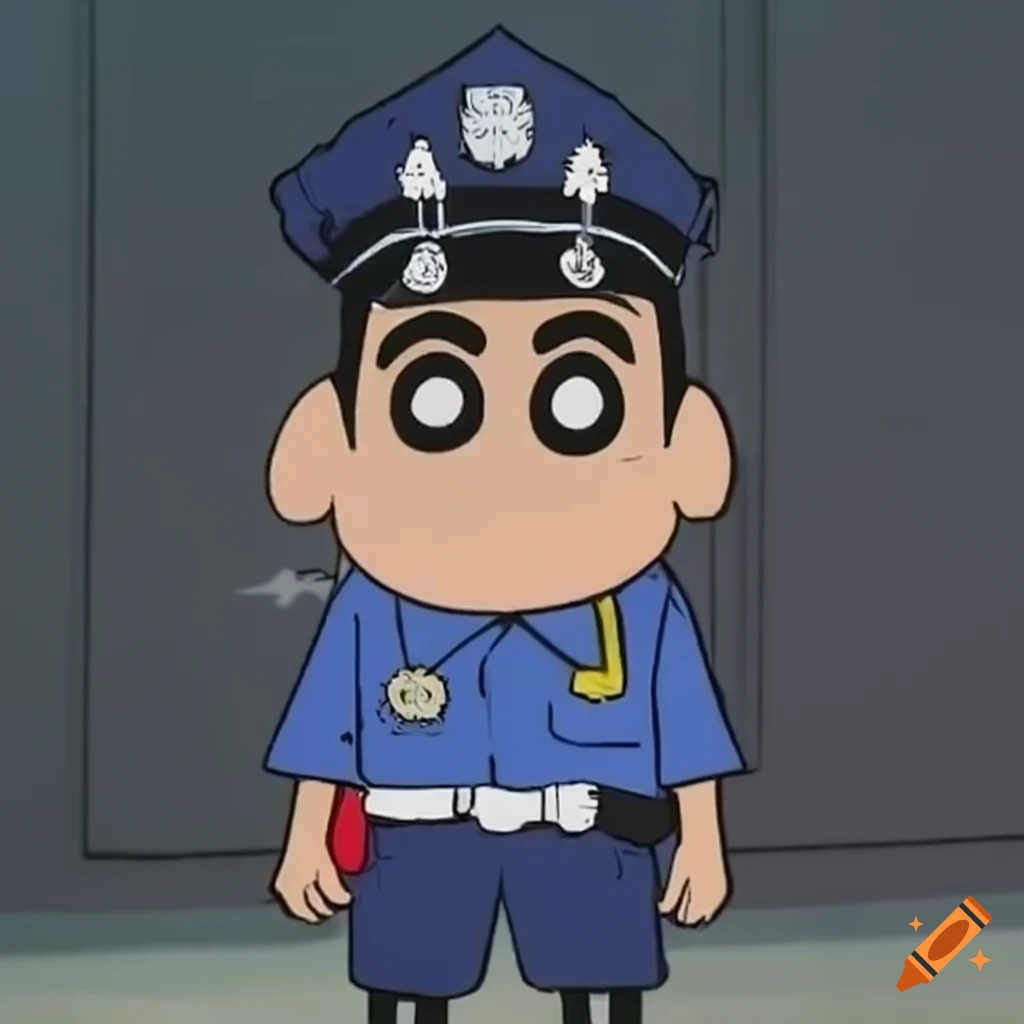 Shin chan dressed as a police officer on Craiyon