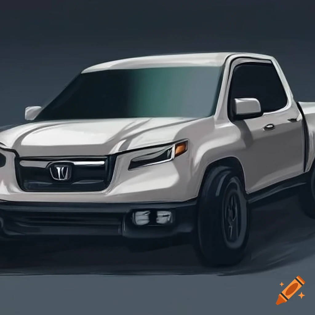 White honda ridgeline with wide fender flares and big tires on Craiyon