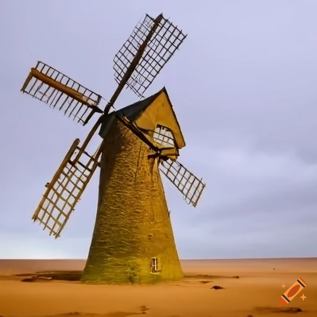 Windmill in the rainy desert