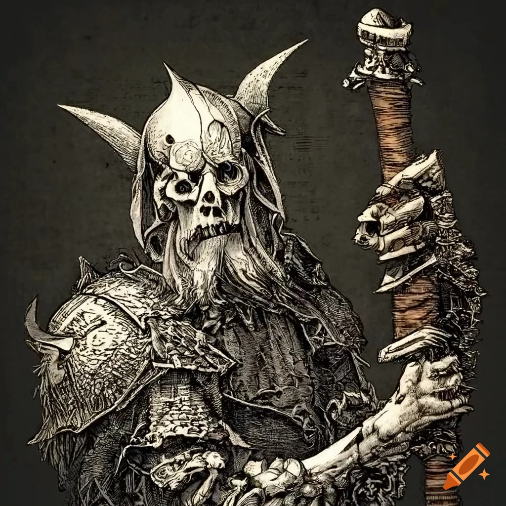Illustration of fantasy weapons in a forest