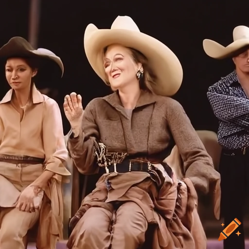 Meryl Streep participating in a rodeo event