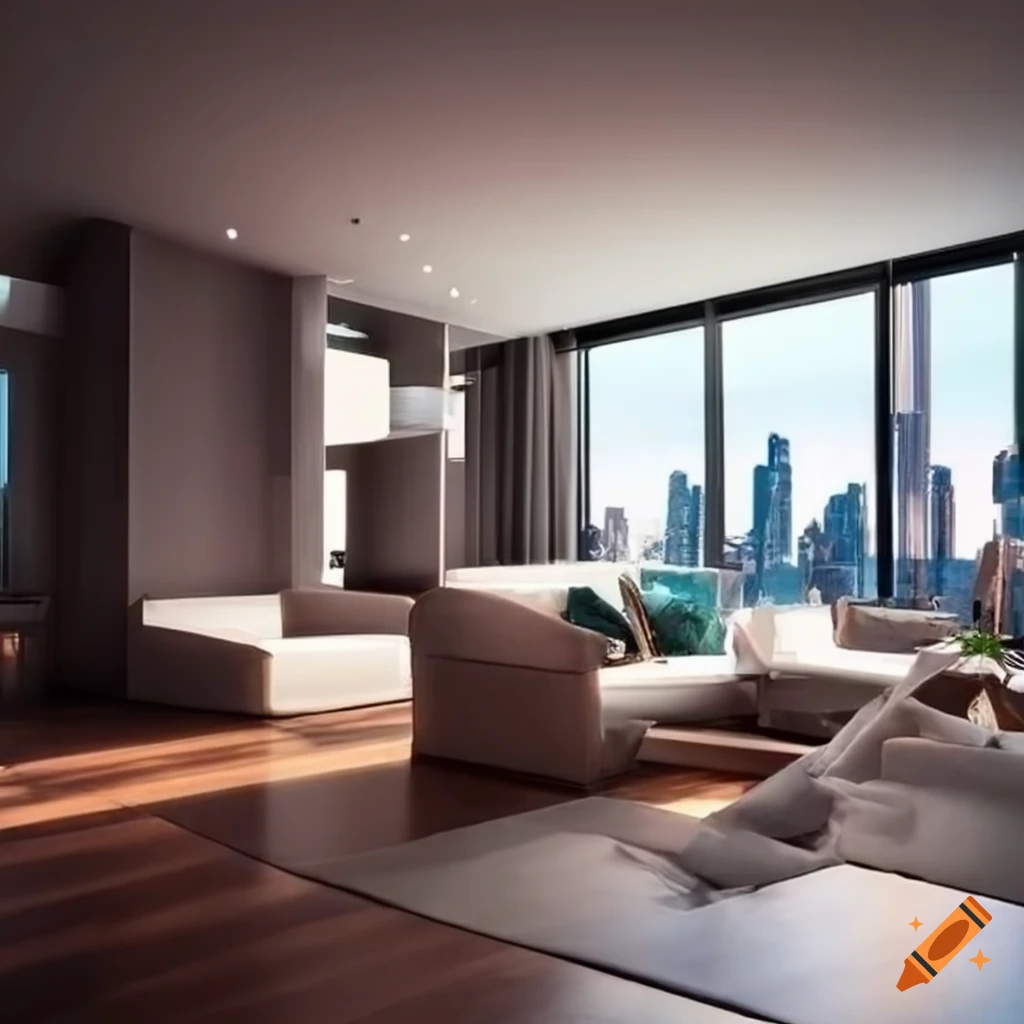 Image result for Upscale city apartment interior in hyperrealism style on Craiyon