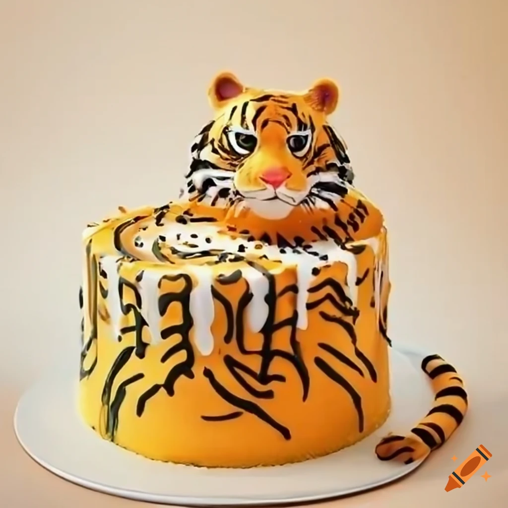 Tiger theme cake 1 kg 500 gm pineapple