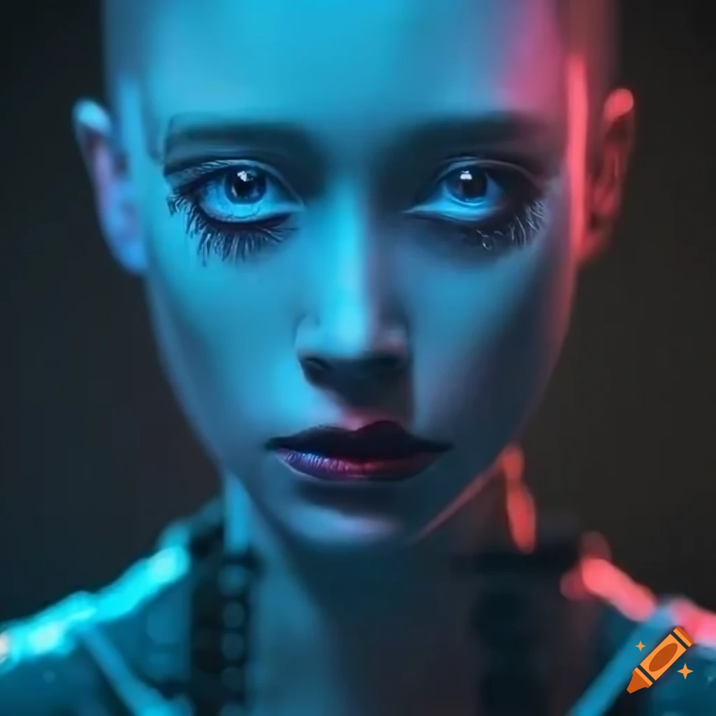 Photorealistic cyberpunk headshot with neon-inspired lighting on Craiyon