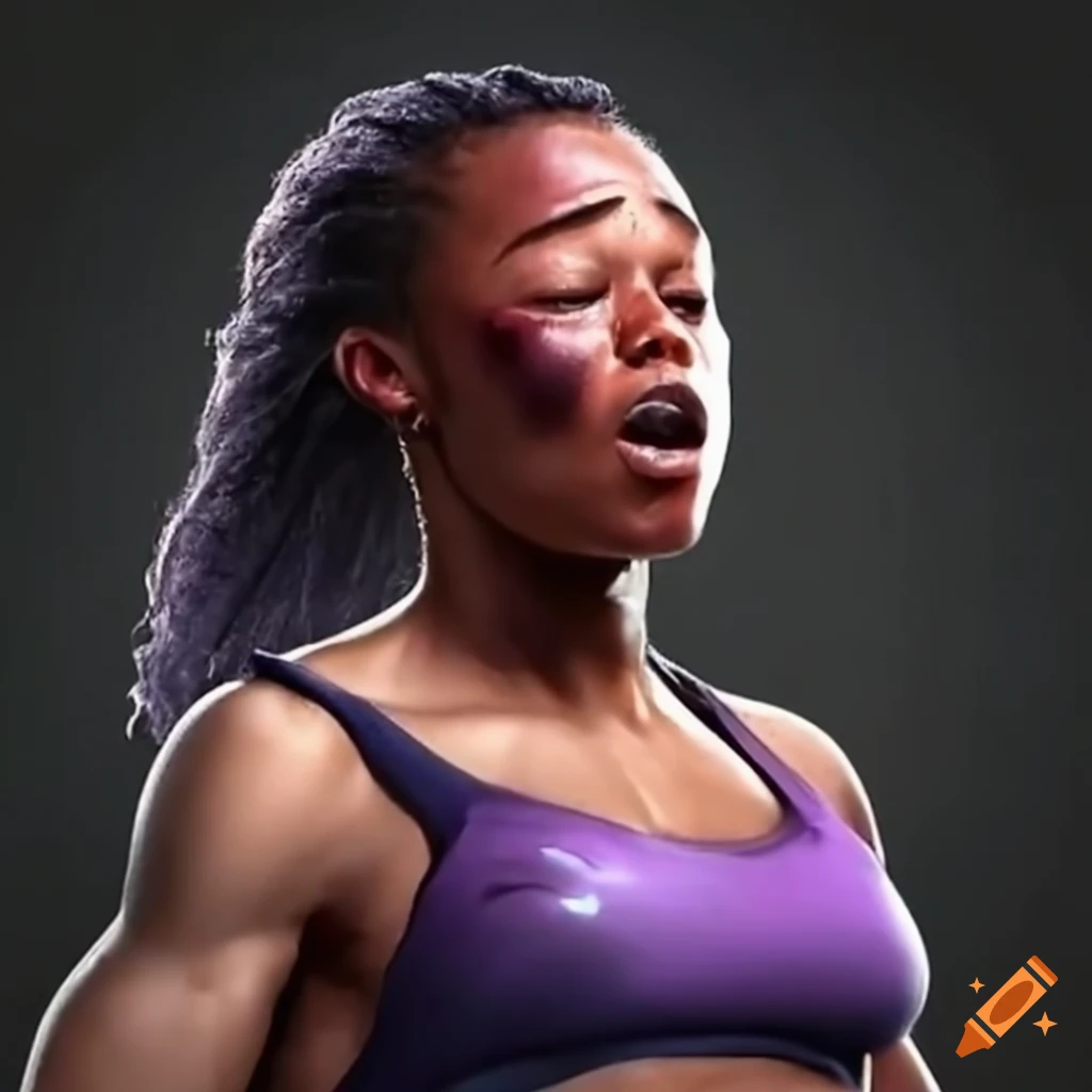 Female Fighter With A Stunned Expression And Bruised Face On Craiyon
