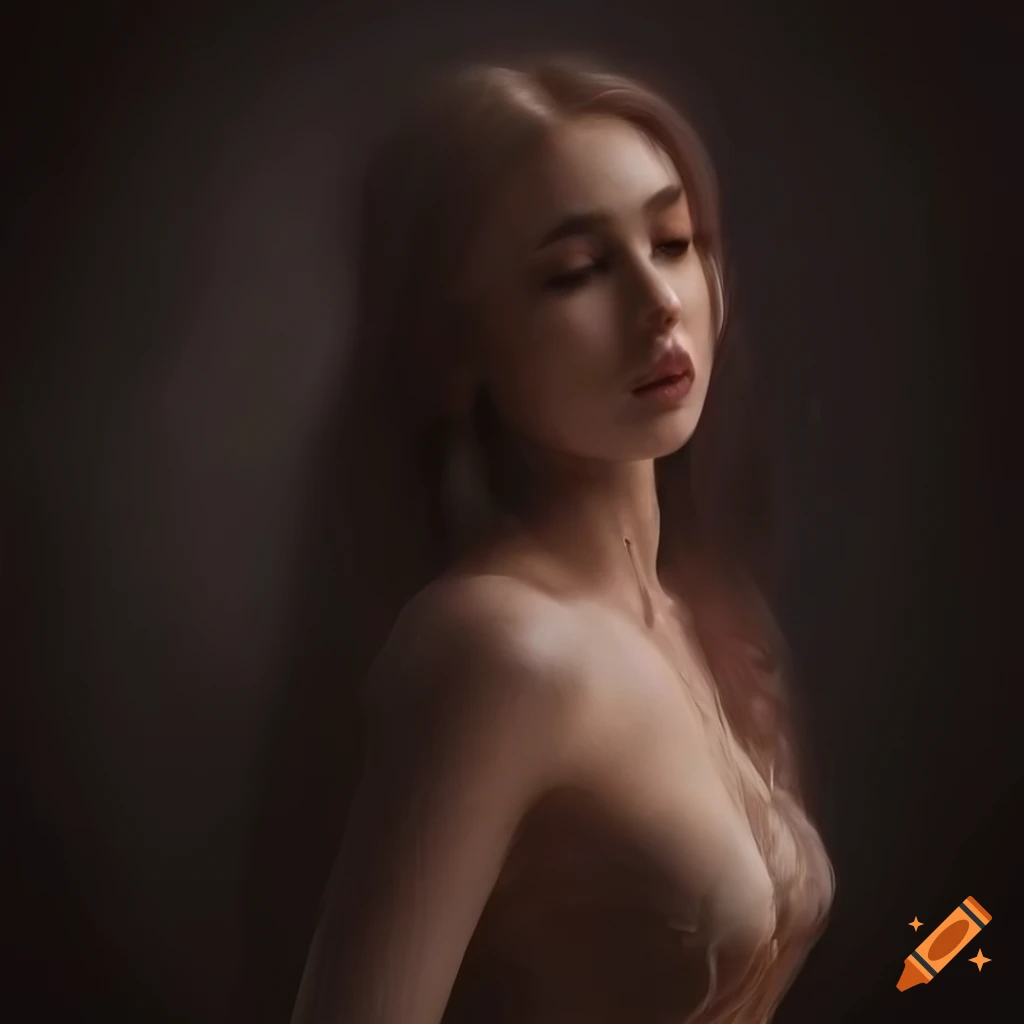 Enchanting woman adorned in charming clothing with ornate background