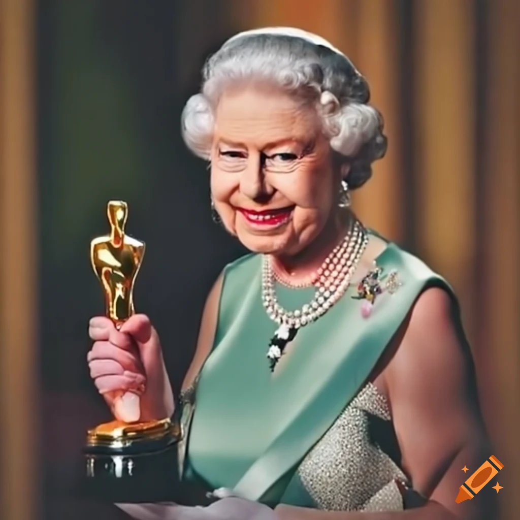 Queen Elizabeth receiving the Oscar for Best Actress