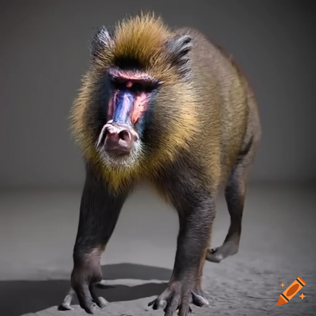 Colorful Mandrill-Wild boar hybrid in full view