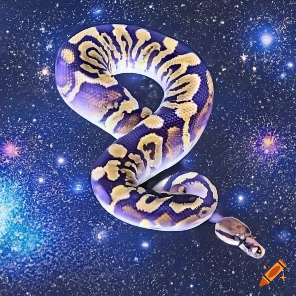 Ball python with starry cosmic background on Craiyon