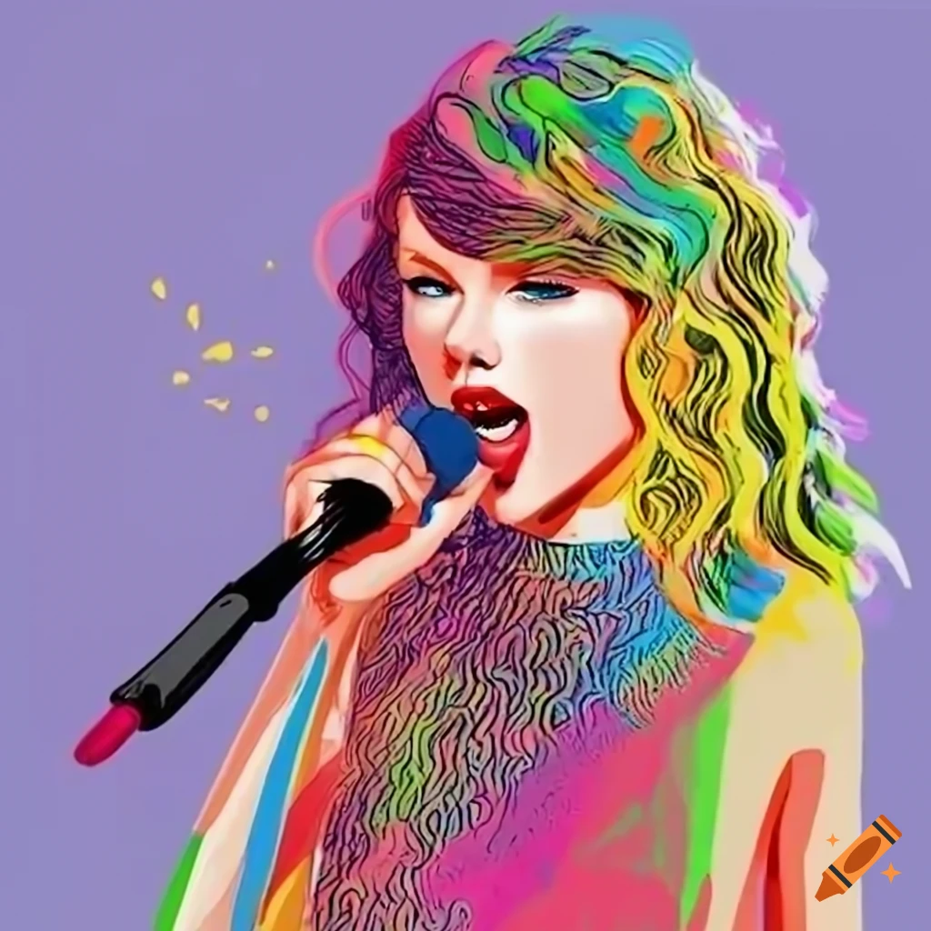 Simplistic Outline Illustration Of Taylor Swift Singing On Craiyon