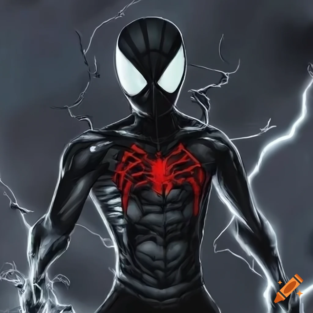Dark and evil spiderman character on Craiyon