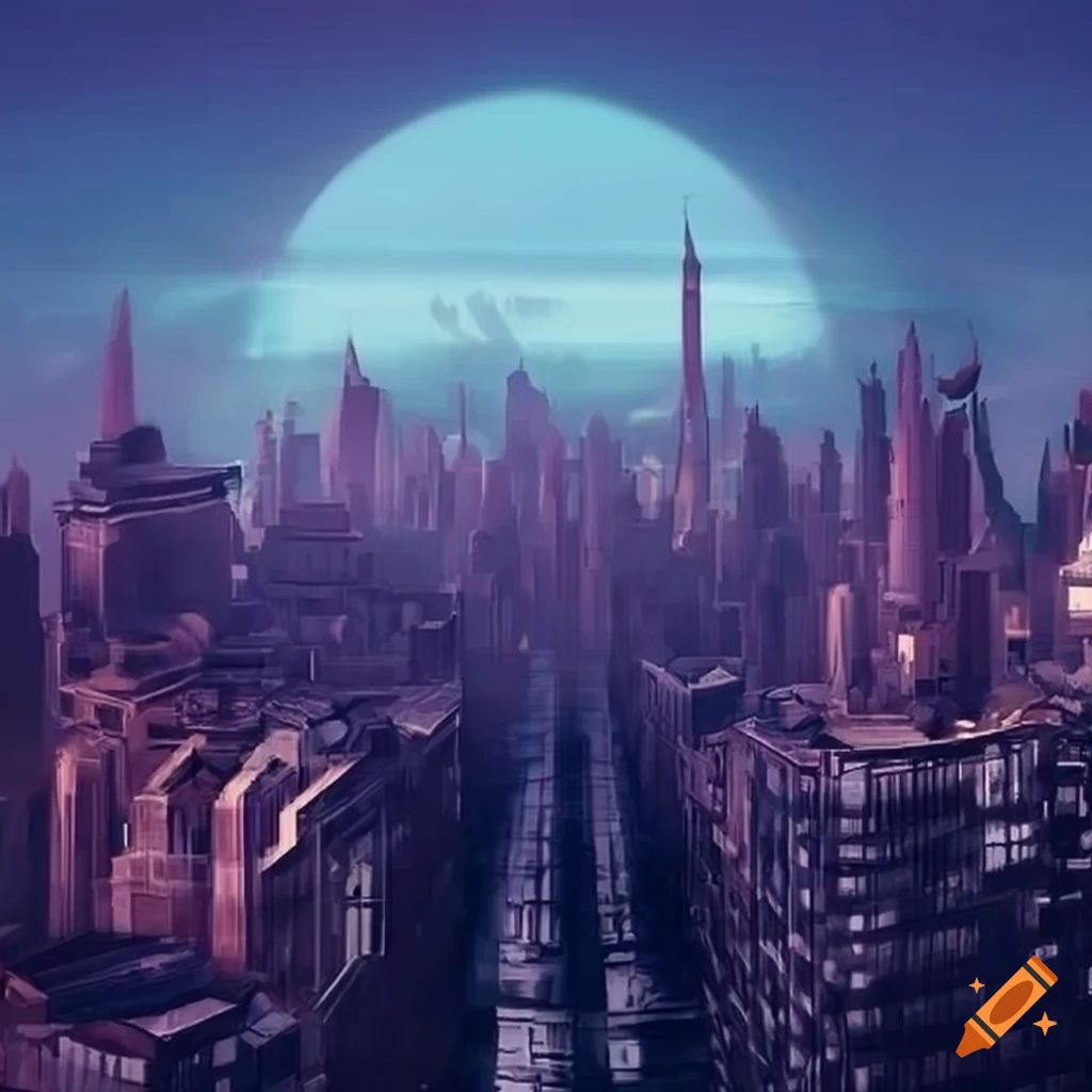Futuristic dystopian cityscape on Craiyon