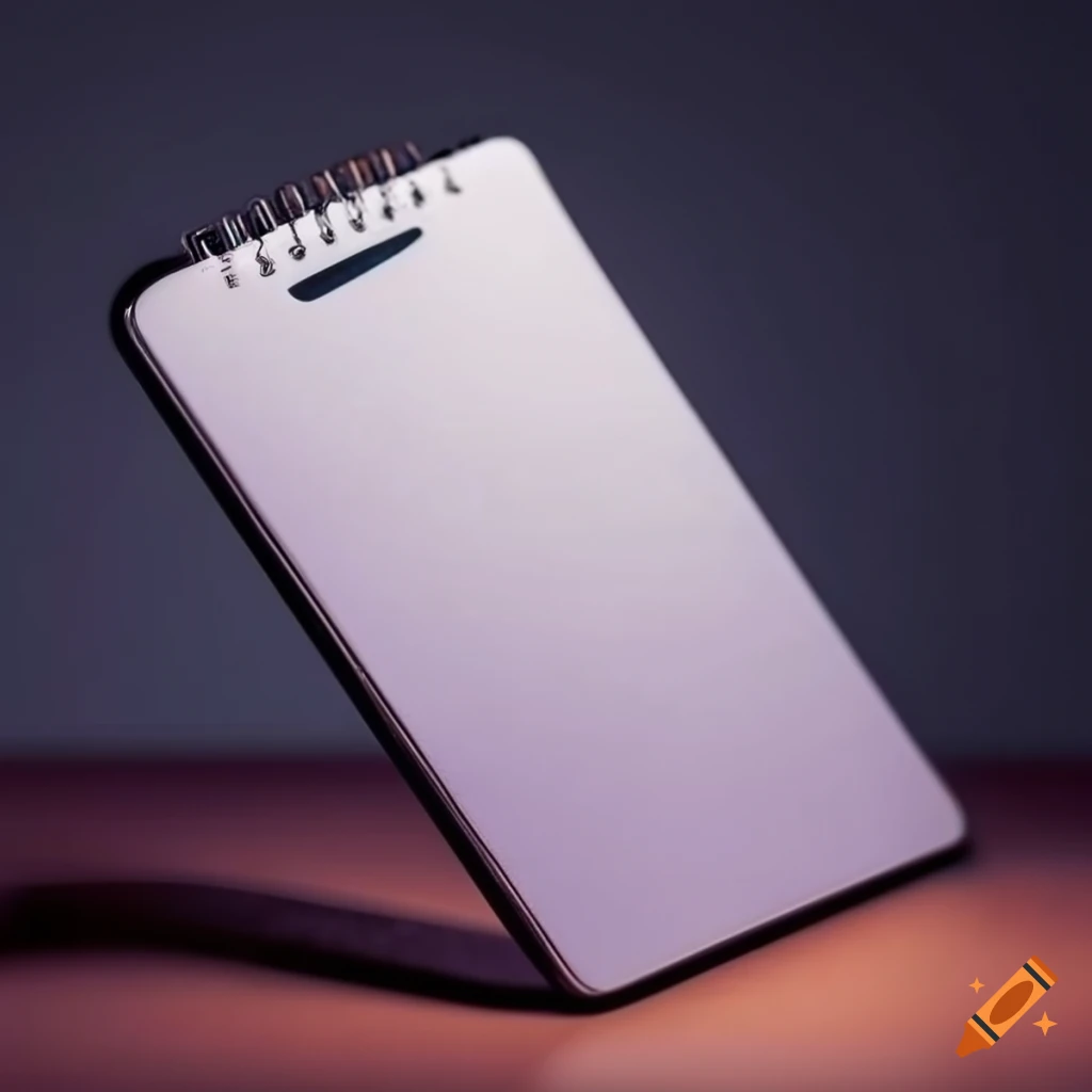 Closeup of an open notepad on an iphone screen with a pencil on a desk