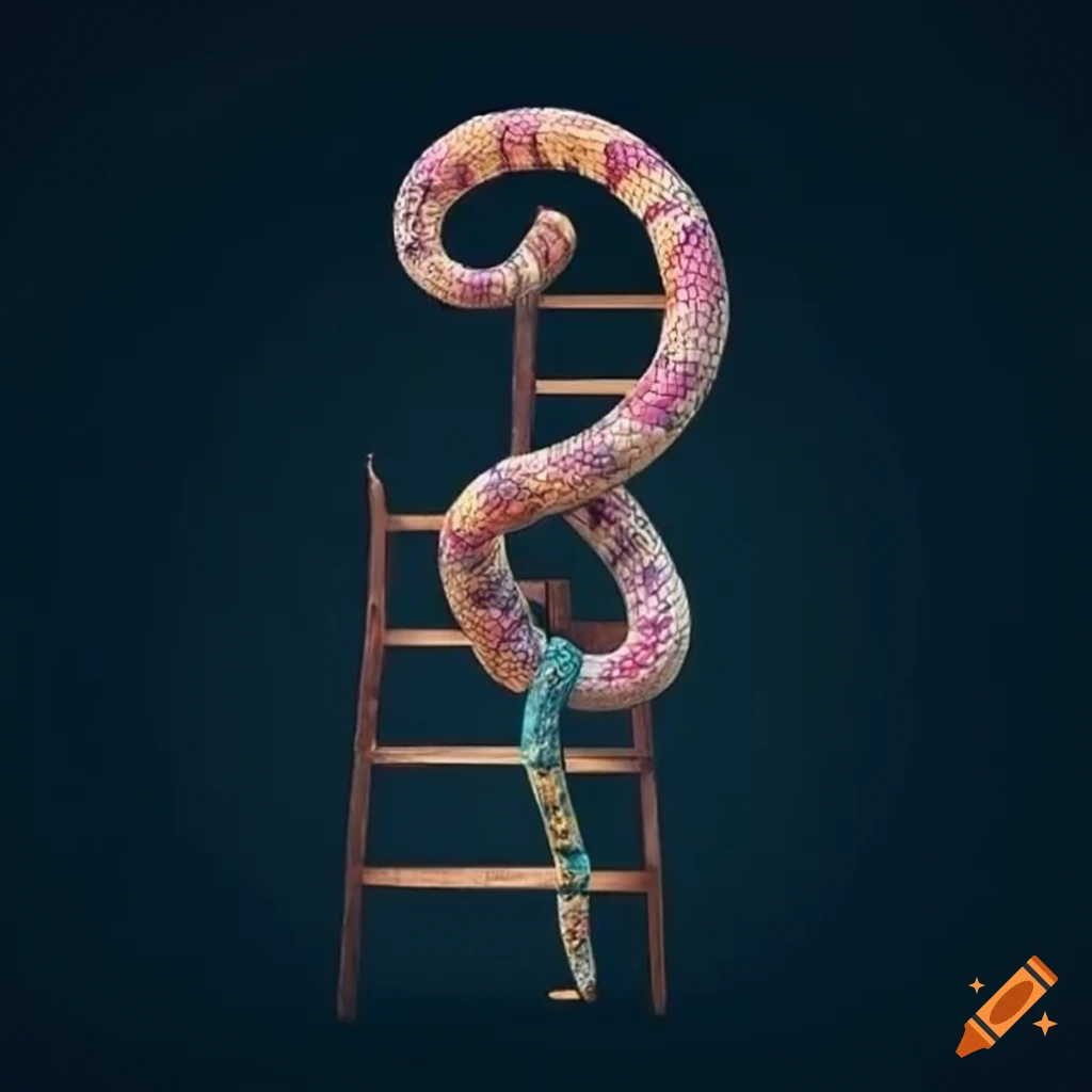 Snake wrapped around a ladder in Japanese traditional style on Craiyon